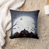 ハロウィーンナイトとカボチャ&飛んでいるこうもり クッション (ブランケット)