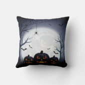 ハロウィーンナイトとカボチャ&飛んでいるこうもり クッション (裏面)