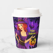 ハロウィーンナイトウィッチカボチャと黒猫紙 紙コップ (裏面)