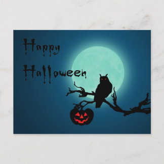 ハロウィーンナイトカボチャフクロウ ポストカード