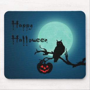ハロウィーンナイトカボチャフクロウ マウスパッド