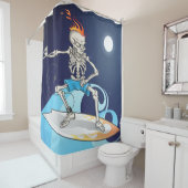 ハロウィーンナイトサーフィンスケルトンシャワーカーテン シャワーカーテン (インサイチュ)