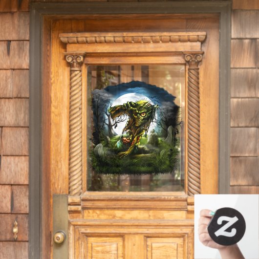 ハロウィーンナイトゾンビライジングフルムーン墓地 ウィンドウサイン (ホームデコレーション)