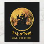 ハロウィーンナイトトリックまたはトリートフルムーンハウス ワインラベル (シングルラベル)