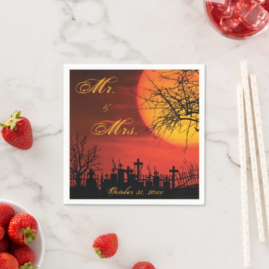 ハロウィーンナイトブラック結婚ズ紙ナプキンス スタンダードカクテルナプキン (インサイチュ)