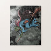 ハロウィーンナイト怖い飛んでいる魔女スカル ジグソーパズル (縦)