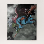 ハロウィーンナイト怖い飛んでいる魔女スカル ジグソーパズル (縦)