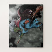 ハロウィーンナイト怖い飛んでいる魔女スカル ジグソーパズル (縦)