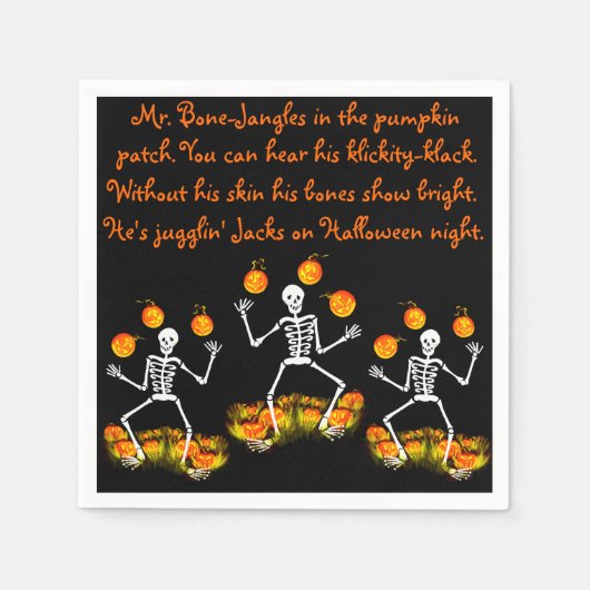 ハロウィーンナプキンズ「Mr. bone-Jangles」 スタンダードカクテルナプキン (正面)