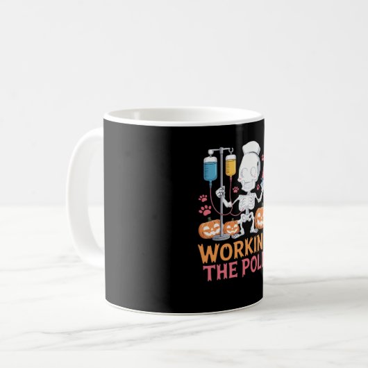 ハロウィーンナースおもしろいスケルトンジョークエッセンシャルT-Sh コーヒーマグカップ (正面左)