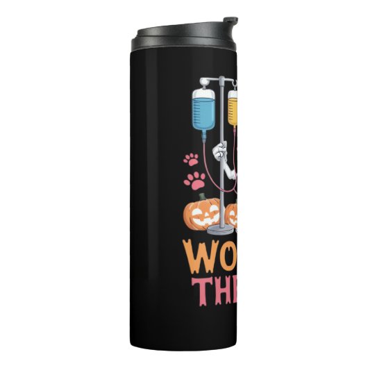 ハロウィーンナースおもしろいスケルトンジョークエッセンシャルT-Sh タンブラー (回転左)