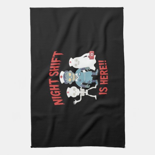 ハロウィーンナースおもしろい幽霊スケルトンゾンビエッセント キッチンタオル (縦)