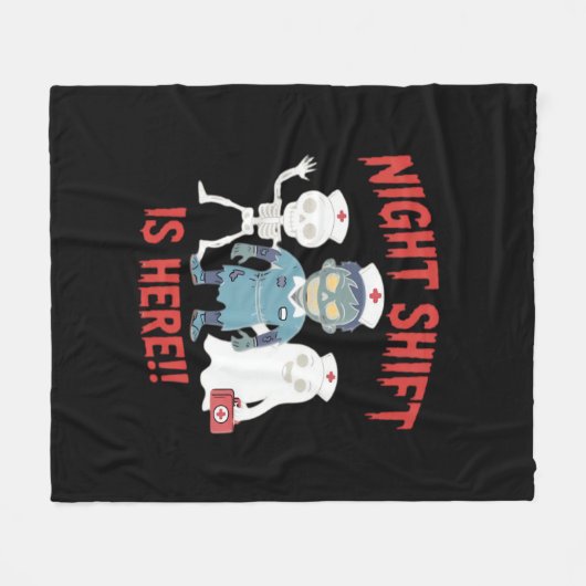 ハロウィーンナースおもしろい幽霊スケルトンゾンビエッセント フリースブランケット (正面(横))