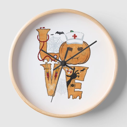 ハロウィーンナースギフト 壁時計 (正面)