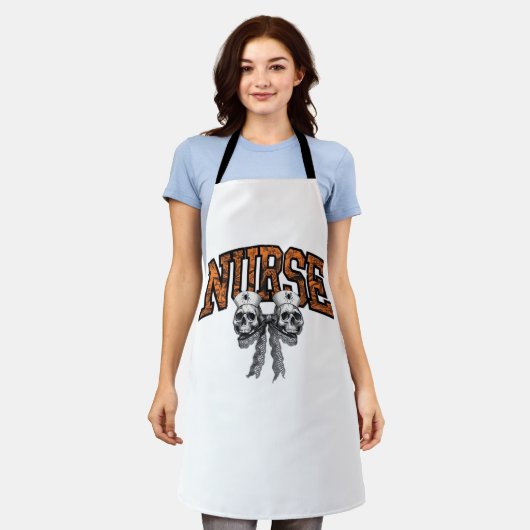 ハロウィーンナースコケクラシックットボウTシャツ エプロン (着用した状態)