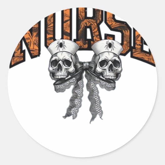 ハロウィーンナースコケクラシックットボウTシャツ ラウンドシール (正面)