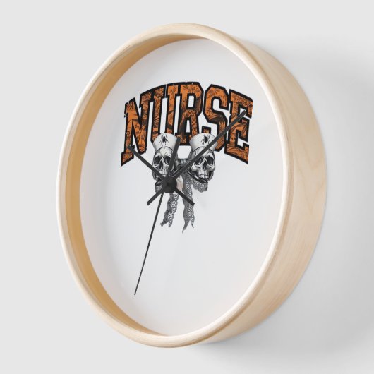 ハロウィーンナースコケクラシックットボウTシャツ 壁時計 (傾斜)
