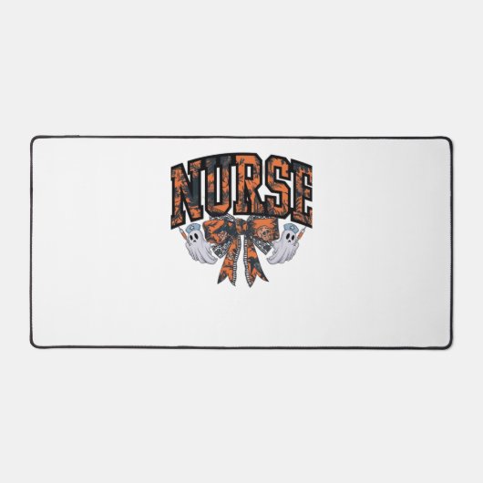 ハロウィーンナースコケットボウ秋クラシックTシャツ デスクマット (正面)