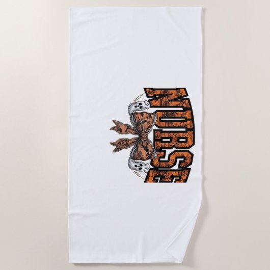 ハロウィーンナースコケ不気味ックラシッククボウTシェル ビーチタオル (正面)