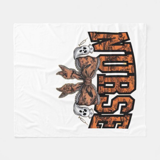 ハロウィーンナースコケ不気味ックラシッククボウTシェル フリースブランケット (正面(横))