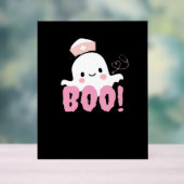 ハロウィーンナースシャツウーマンブー！Tシャツ幽霊ニュー アクリルサイン (ニュートラル)