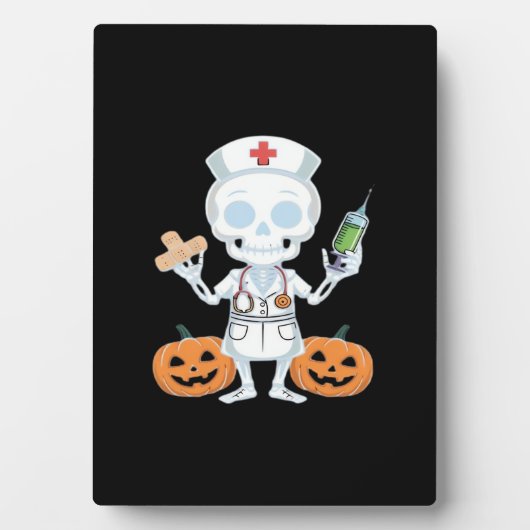 ハロウィーンナーススケルトン必須Tシャツ フォトプラーク (正面)