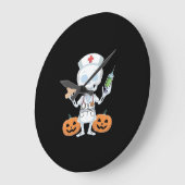 ハロウィーンナーススケルトン必須Tシャツ ラージ壁時計 (傾斜)