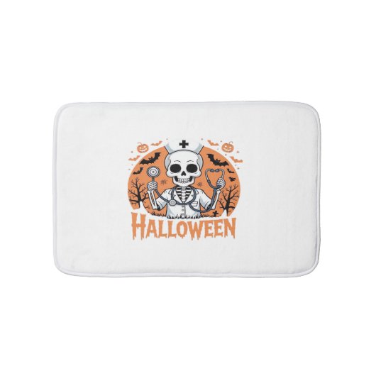 ハロウィーンナーススケルトン必須Tシャツ_1 バスマット (正面)