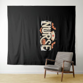 ハロウィーンナースタイポグラフィ不気味 – 医療デザイン タペストリー (インサイチュ(横))