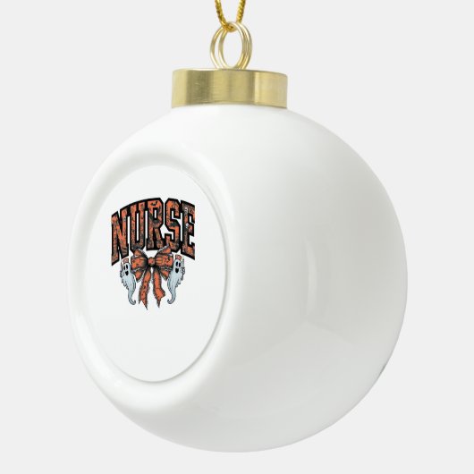 ハロウィーンナース怖いコケクラシックットボウTシャツ セラミックボールオーナメント (右)