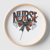 ハロウィーンナース怖いコケクラシックットボウTシャツ 壁時計 (正面)