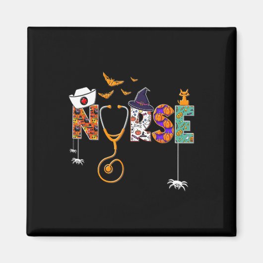 ハロウィーンナース看護かわいい健康労働者のパターン マグネット (正面)