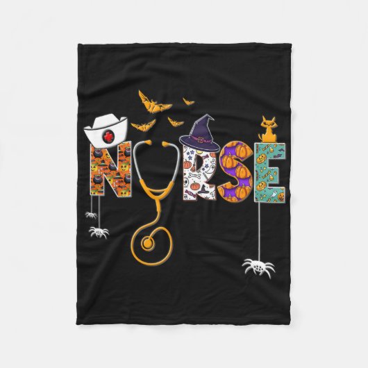 ハロウィーンナース看護かわいい健康労働者ハロー フリースブランケット (正面)