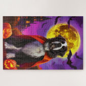 ハロウィーンニューファンドランドヴァンパイアパンプキンズ怖 ジグソーパズル (横)