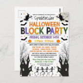 ハロウィーンネイバードブロックパーティー招待状 ポストカード (正面/裏面)