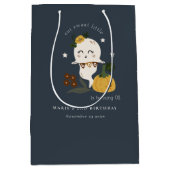 ハロウィーンネイビー幽霊リトルブニーエイジ誕生日 ミディアムペーパーバッグ (正面)