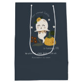 ハロウィーンネイビー幽霊リトルブニーエイジ誕生日 ミディアムペーパーバッグ (裏面)