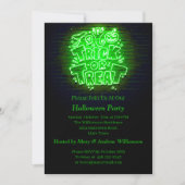 ハロウィーンネオングロールックグリーントリックトリートパーティー 招待状 (正面)
