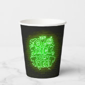 ハロウィーンネオングロールックグリーントリックトリートパーティー 紙コップ (裏面)