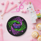 ハロウィーンネオングロールックスパイダーウェブパーティー7" ペーパープレート (パーティー)