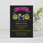 ハロウィーンネオングロールックパンプキンカクテルパーティー 招待状 (スタンド正面)