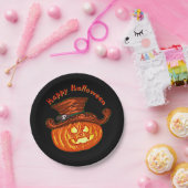 ハロウィーンネオングロールックパンプキンパーティー7" ペーパープレート (パーティー)