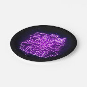 ハロウィーンネオングロールックパープルトリックトリートパーティー ペーパープレート (アングル)