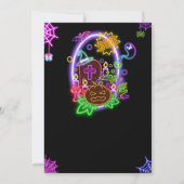 ハロウィーンネオンパーティの招待状幽霊&カボチャ 招待状 (裏面)