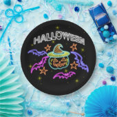 ハロウィーンネオンルックカボキンハットこうもりパーティー9" ペーパープレート (パーティー)