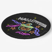 ハロウィーンネオンルックカボキンハットこうもりパーティー9" ペーパープレート (アングル)