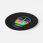 ハロウィーンネオンルックグローブルーイエロースカル7" ペーパープレート (アングル)