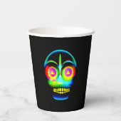ハロウィーンネオンルックグローブルーイエロースカル 紙コップ (裏面)