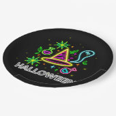 ハロウィーンネオンルックハット幽霊くもの巣パーティー9" ペーパープレート (アングル)