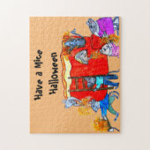 ハロウィーンネズミがカボチャを掃除する ジグソーパズル (縦)